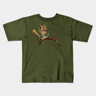 Vintage Sports, Angry Batter Baseball Player Kids T-Shirt